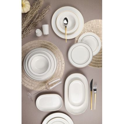 53-piece porcelain dinnerware set – white with gold trim