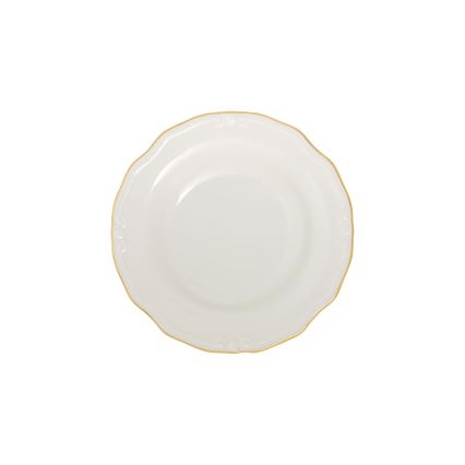 53-piece porcelain dinnerware set — white with gold trim