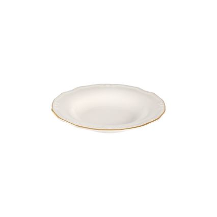 53-piece porcelain dinnerware set — white with gold trim