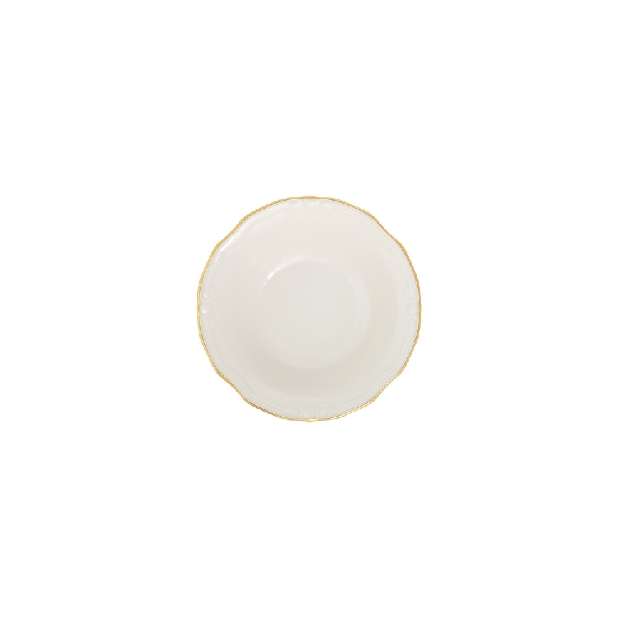 53-piece porcelain dinnerware set — white with gold trim