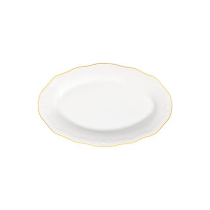 53-piece porcelain dinnerware set — white with gold trim