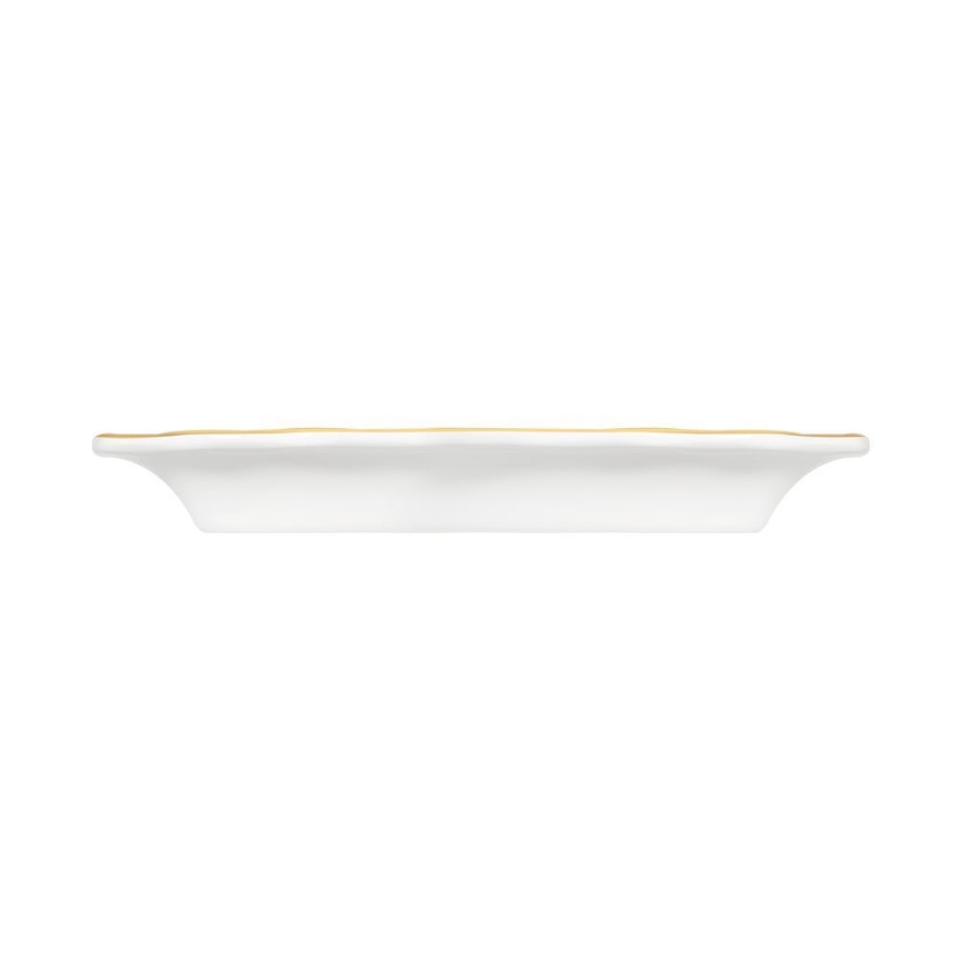 53-piece porcelain dinnerware set — white with gold trim