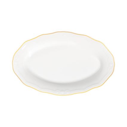 53-piece porcelain dinnerware set — white with gold trim