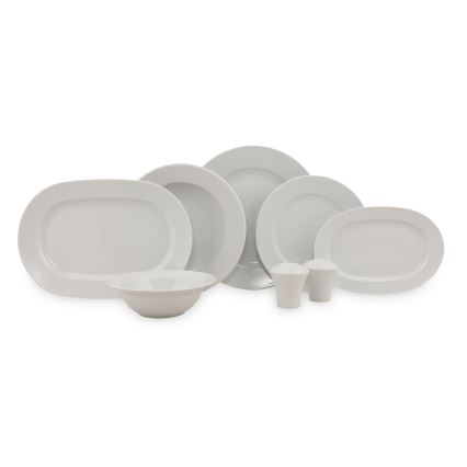 53-piece White Porcelain Dinner Set
