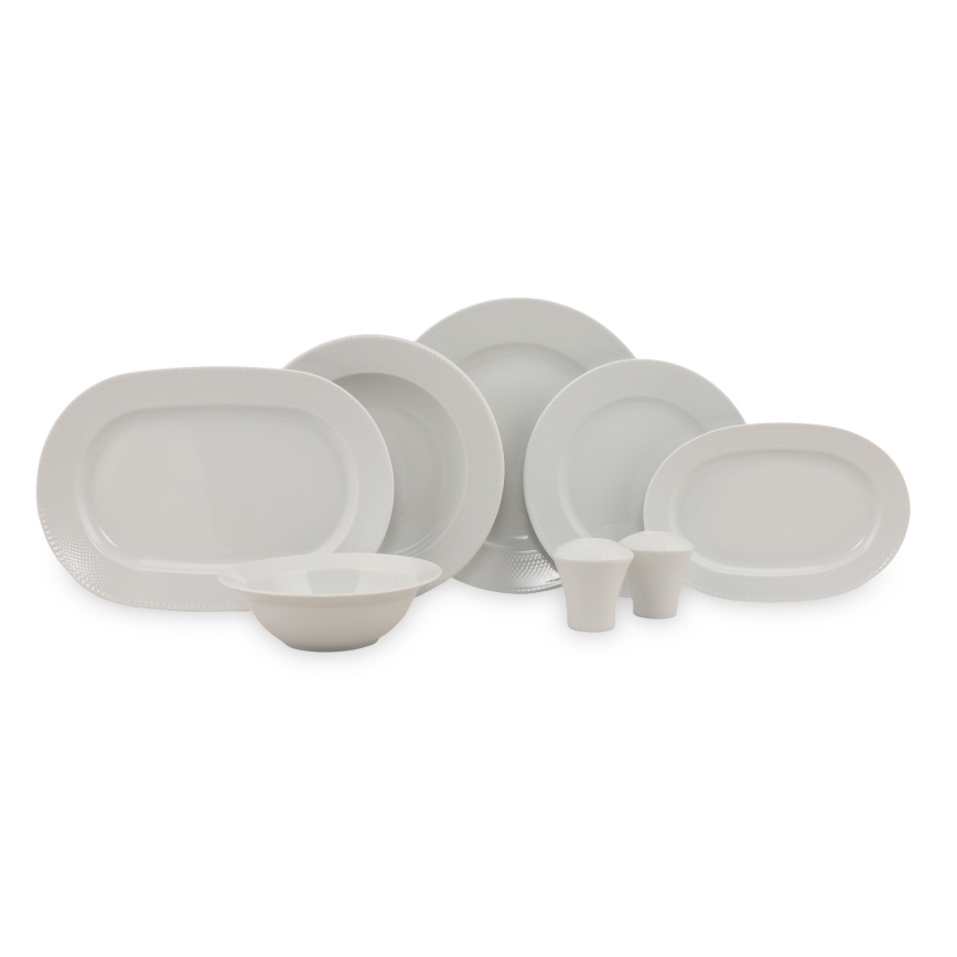 53-piece White Porcelain Dinner Set