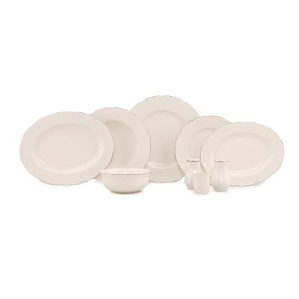 54-piece porcelain dinner set in white, copper and ivory