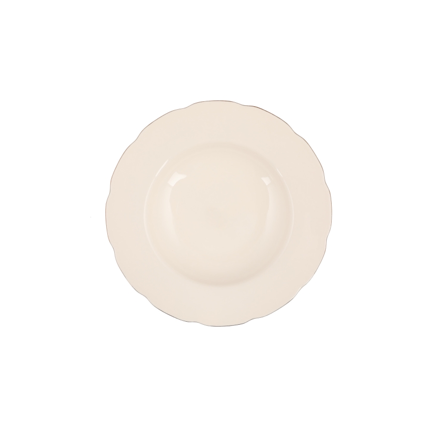 54-piece porcelain dinner set in white, copper and ivory