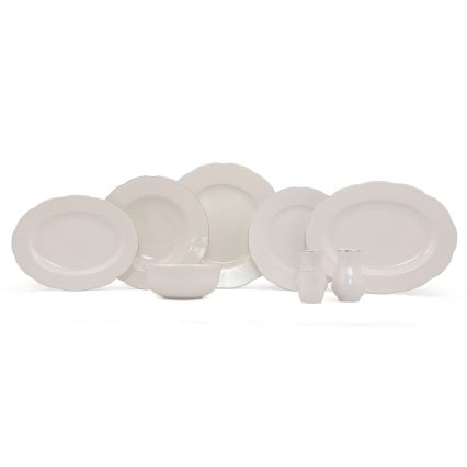 54-piece porcelain dinner set, white/silver/ivory