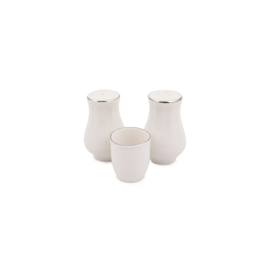 54-piece porcelain dinner set, white/silver/ivory