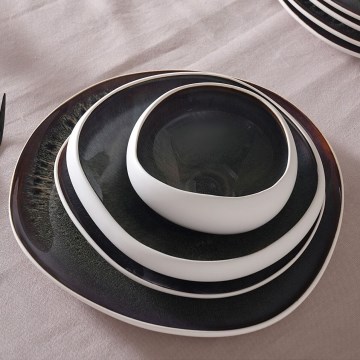 55-piece dining set white/black/stoneware