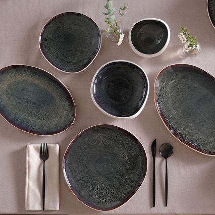 55-piece dining set white/black/stoneware