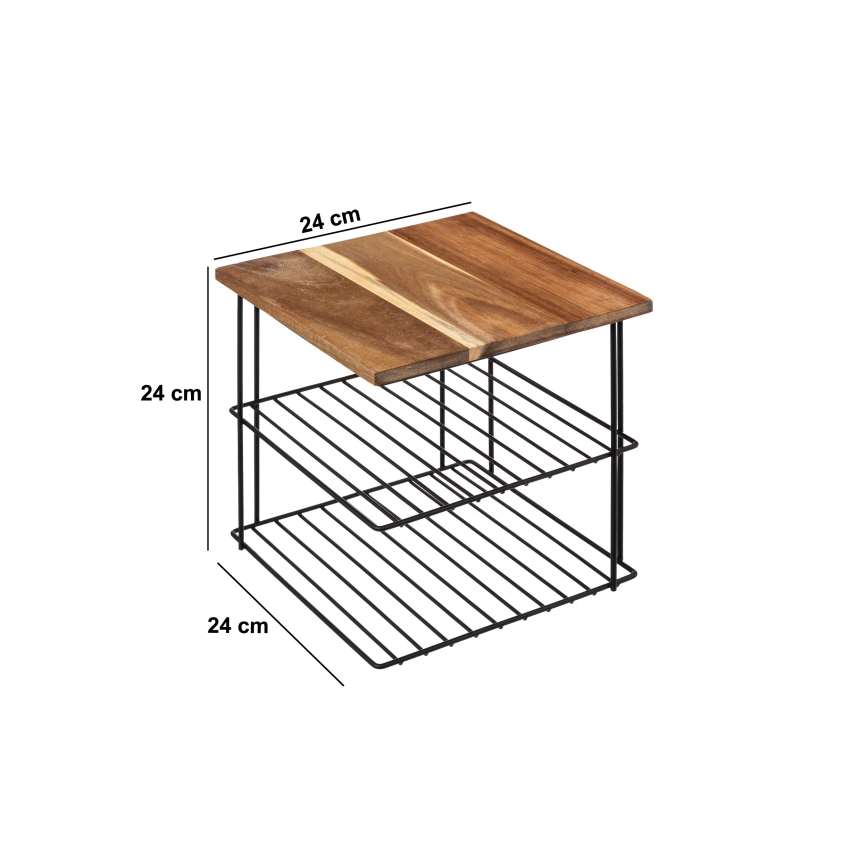5five - BATO Kitchen Shelf 24x24 cm Black/Acacia