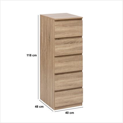 5five - HEIM Chest of Drawers, 40x118x48 cm, Brown