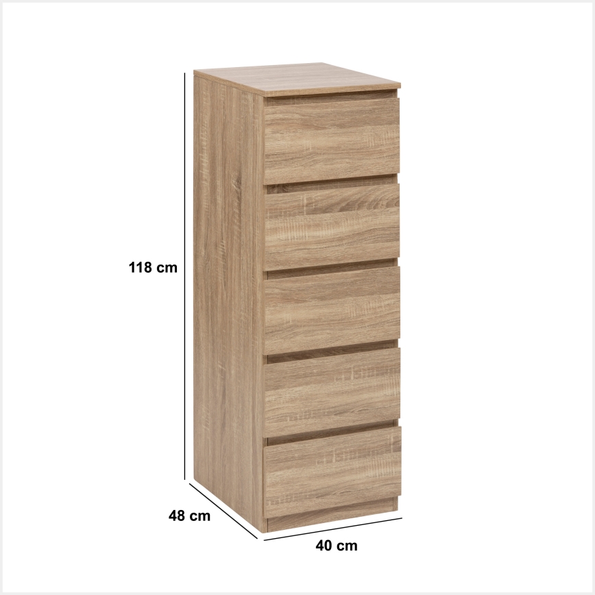 5five - HEIM Chest of Drawers, 40x118x48 cm, Brown