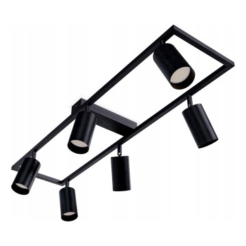 6-Light GU10 Spotlight Fixture, 30W per Lamp, 230V, Black