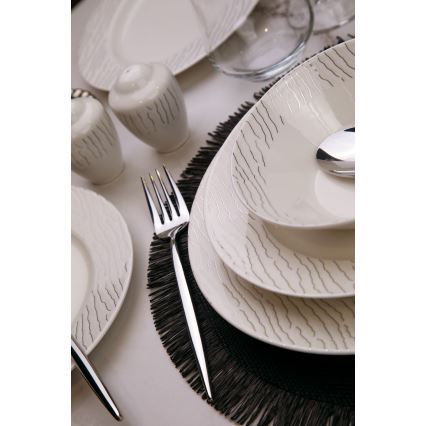 62-piece porcelain dinner set, white/silver