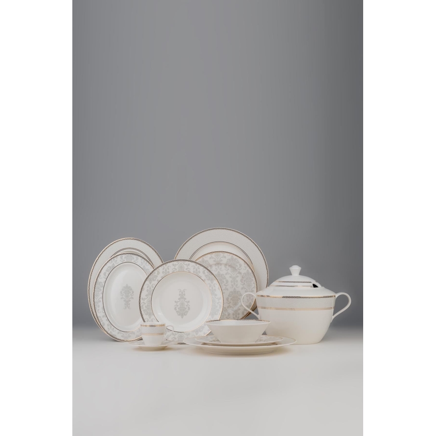 68-piece multicolored bone china dinner set