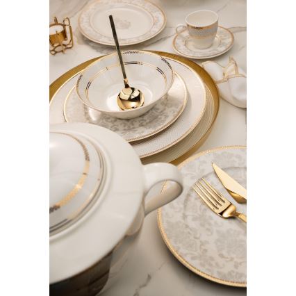 68-piece multicolored bone china dinner set