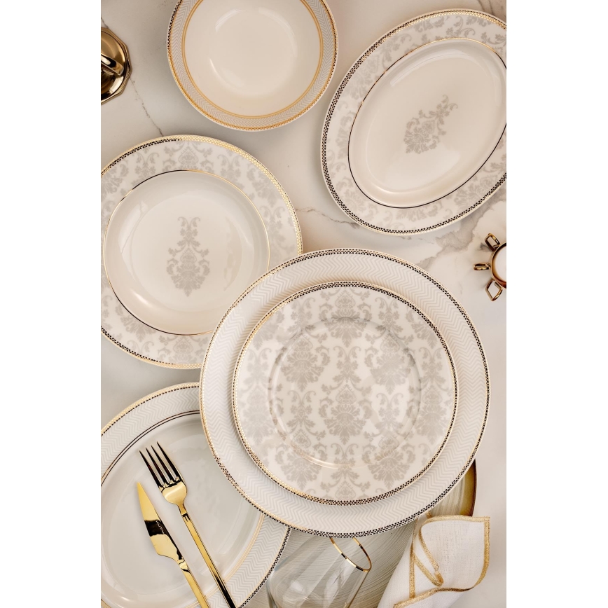68-piece multicolored bone china dinner set