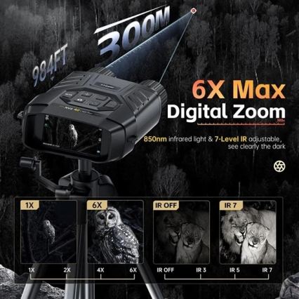 6x25 Night Vision Binoculars with 4000 mAh Battery