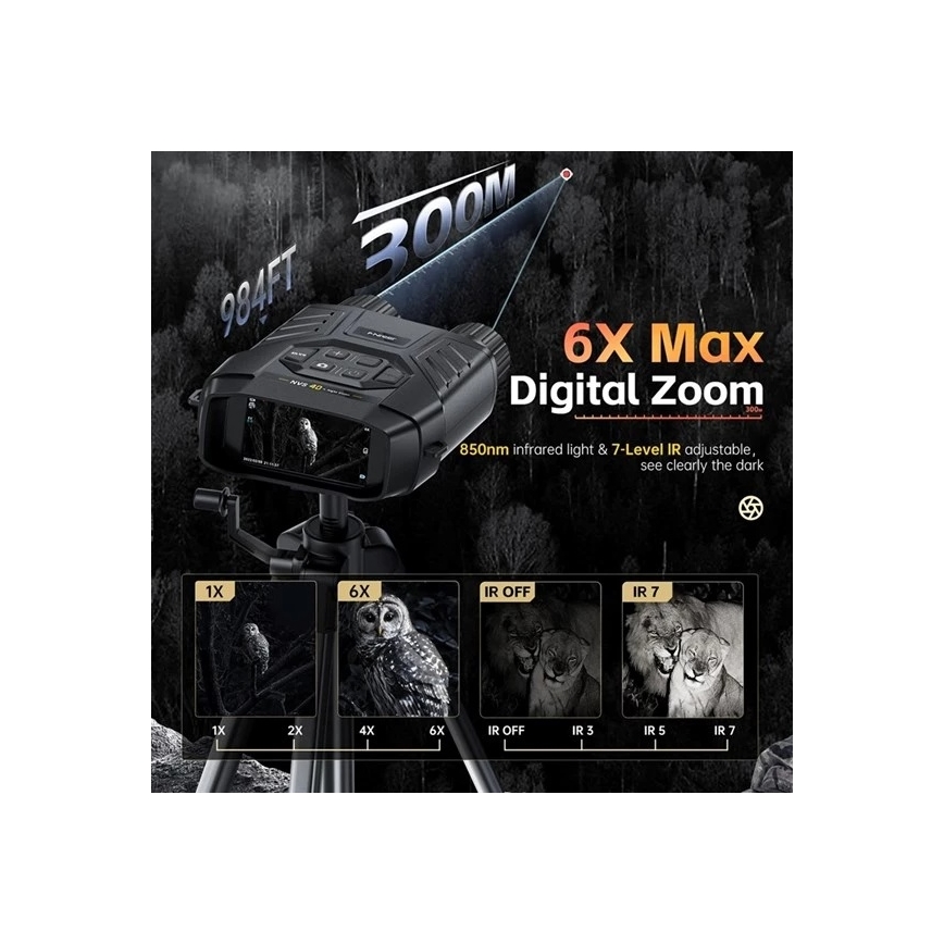 6x25 Night Vision Binoculars with 4000 mAh Battery