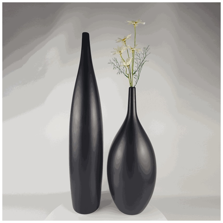 70 cm Matte Black Ceramic Vase