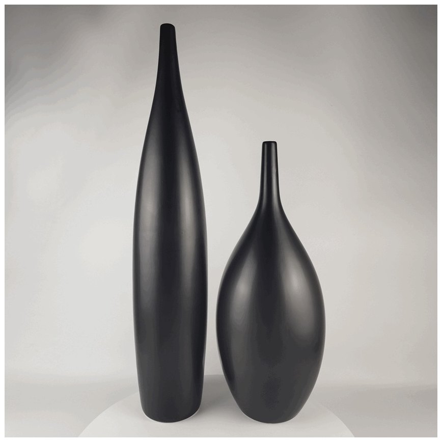70 cm Matte Black Ceramic Vase