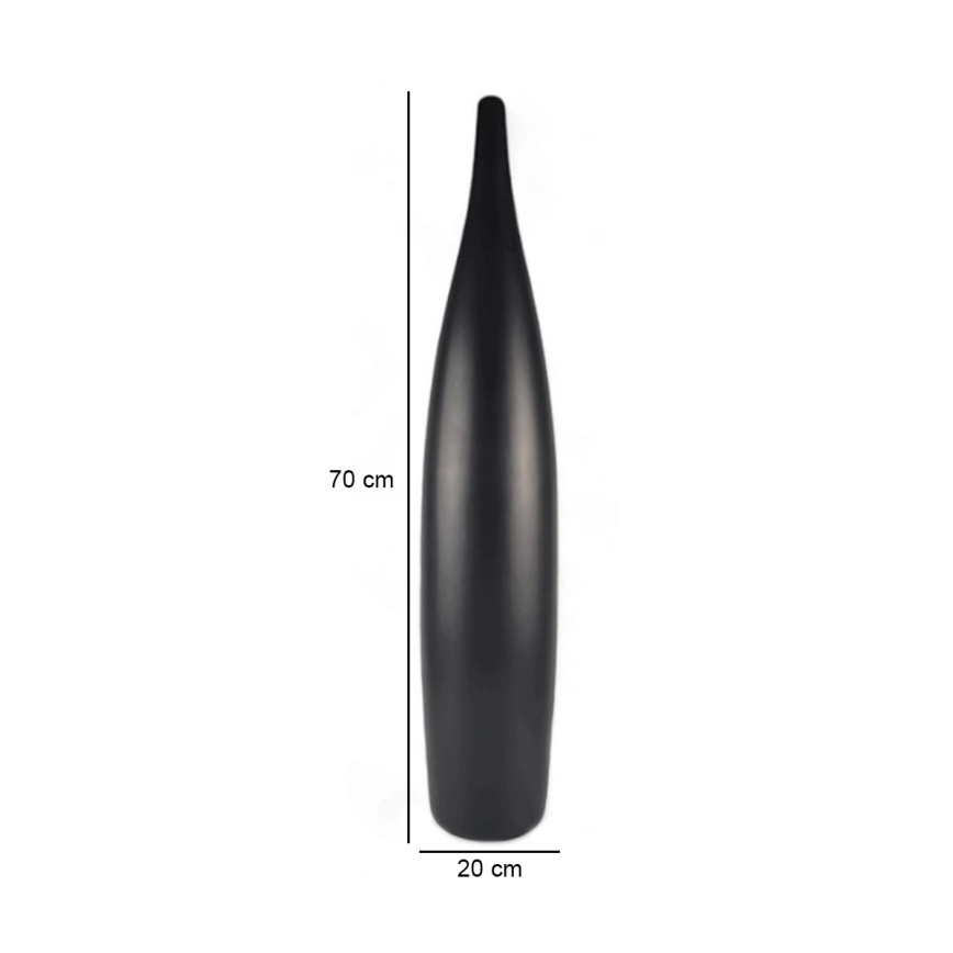 70 cm Matte Black Ceramic Vase