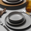 8-piece gray porcelain dinner set