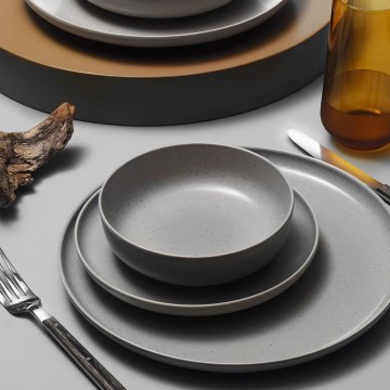8-piece gray porcelain dinner set