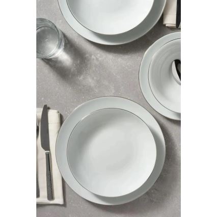 8-piece porcelain dining set, white/silver