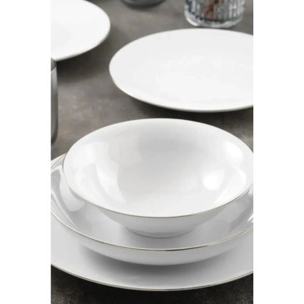 8-piece porcelain dining set, white/silver