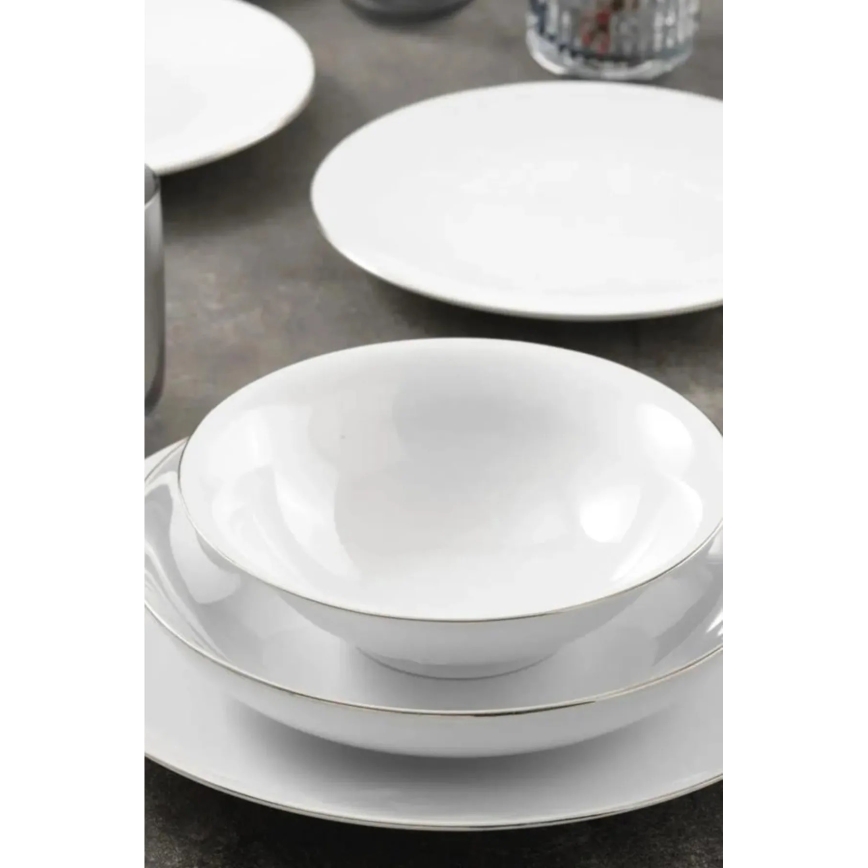 8-piece porcelain dining set, white/silver