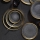 8-piece porcelain dinner set, black with gold trim