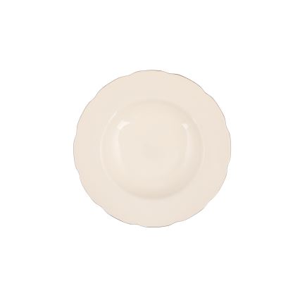 83-piece Porcelain Dining Set – White with Copper Accents