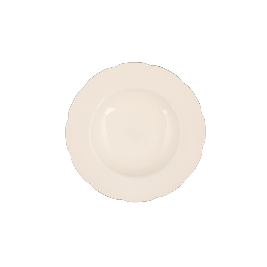 83-piece Porcelain Dining Set – White with Copper Accents