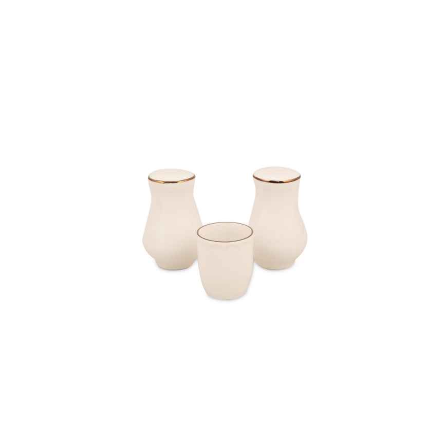 83-piece Porcelain Dining Set – White with Copper Accents