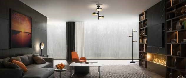 Black light, a design element of a modern apartment