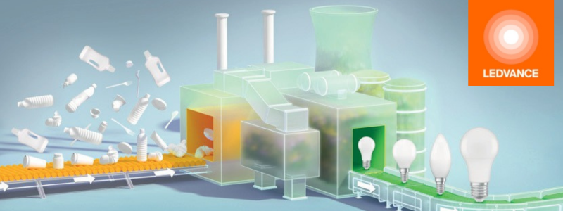 Ecological LED bulbs made of recycled plastic