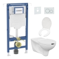 Accessible wall-hung toilet ETIUDA + ETIUDA toilet seat + SIGMA flush plate + in-wall cistern module + insulating pad