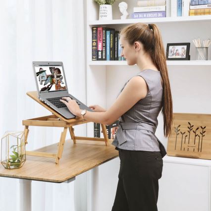 Adjustable overbed laptop table LAT brown