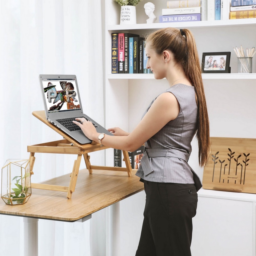 Adjustable overbed laptop table LAT brown