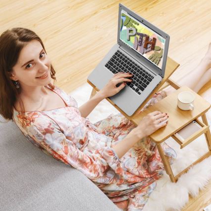 Adjustable overbed laptop table LAT brown