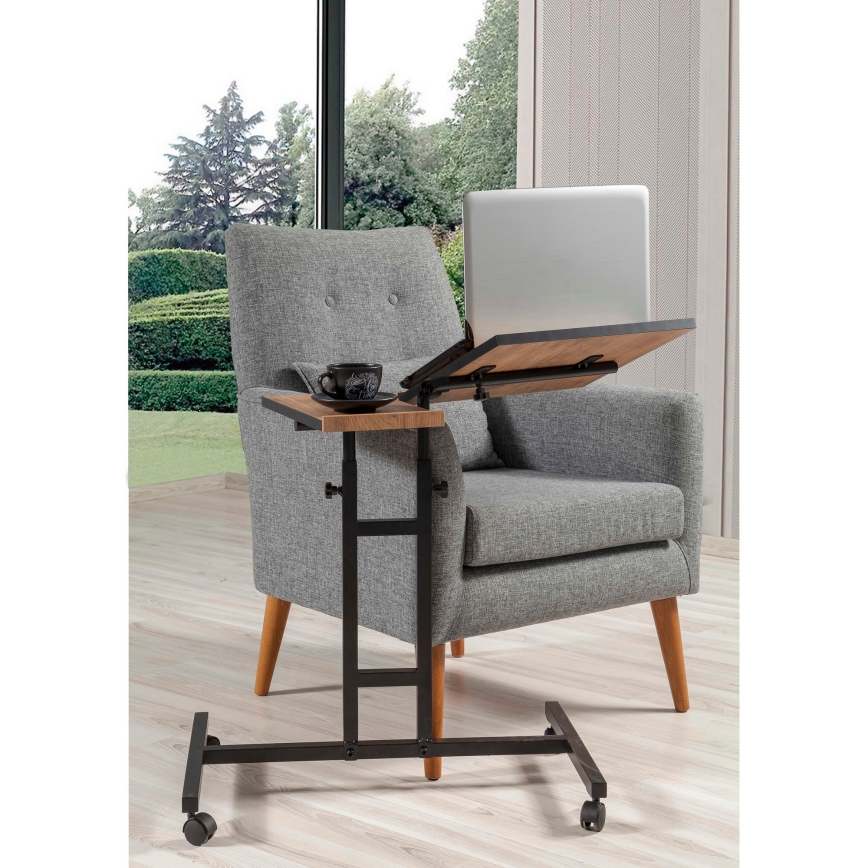 Adjustable table GLEN 87x67 cm brown/black