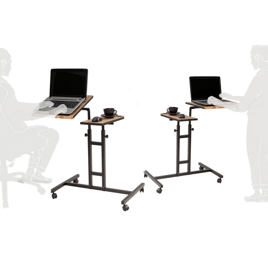 Adjustable table GLEN 87x67 cm brown/black