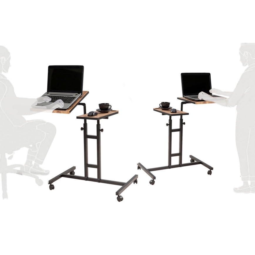 Adjustable table GLEN 87x67 cm brown/black