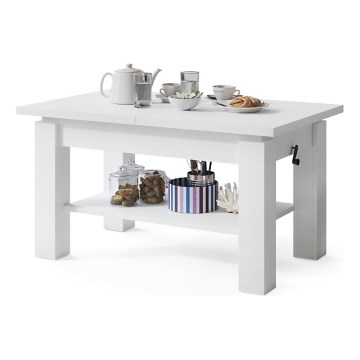 ADONIS Extendable Coffee/Dining Table with Shelf, White