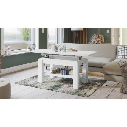 ADONIS extendable coffee table with shelf 110/150x68 cm white