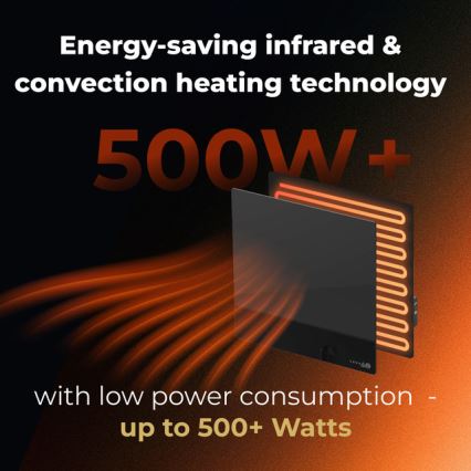 AENO - Smart 500W electric infrared heating panel with timer and thermostat, Wi-Fi, white