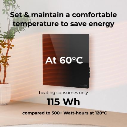 AENO - Smart 500W electric infrared heating panel with timer and thermostat, Wi-Fi, white